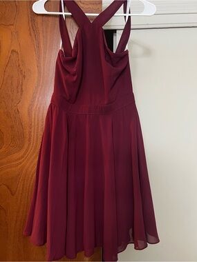 Lulu's Wine Red Chiffon Dress